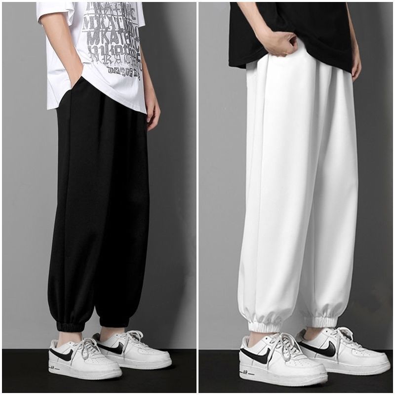 2022 New Pants Men's Autumn Loose Bound Foot Sports Cropped Tide Brand Men's Casual Simple Sweatpants Men