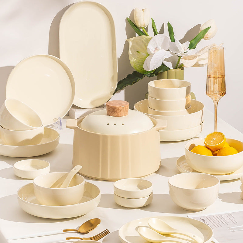 Ceramic Bowl Plate Cutlery Set