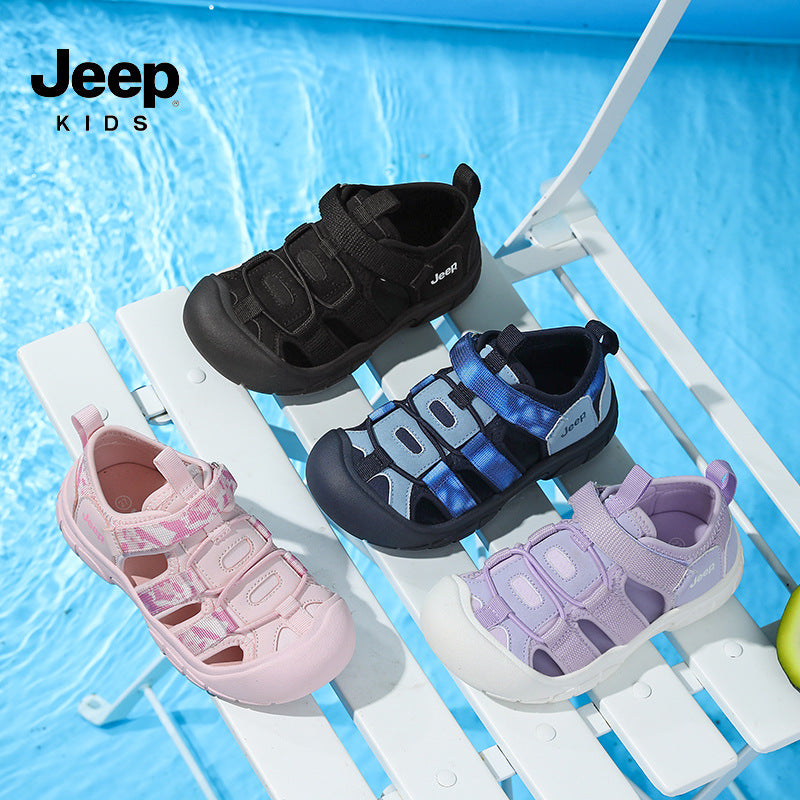 Jeep children's toe sandals outdoor girls' non-slip beach shoes 2025 summer new boys' breathable river shoes
