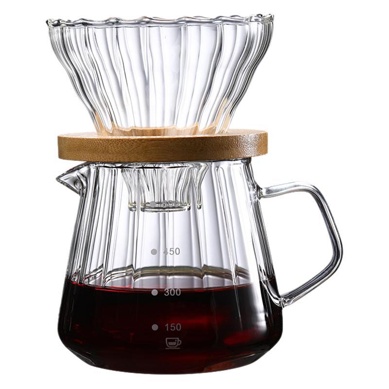Simple coffee set, home coffee pot, pour-over pot, hand crank grinding machine, holiday gift box, striped coffee pot