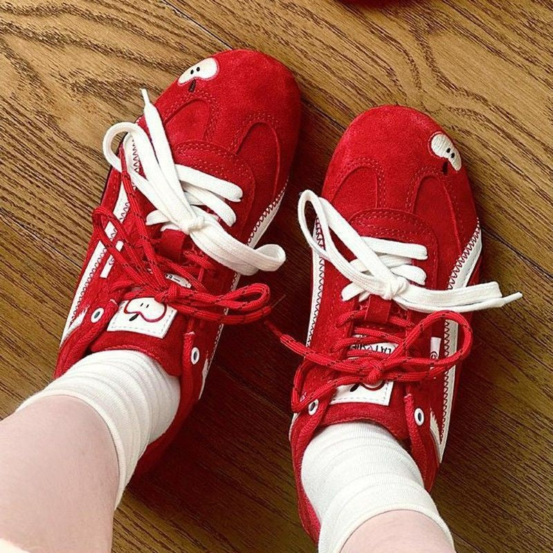Apple Shoes Red Flat Sneakers Women's 2025 Spring New Versatile German Training Shoes Casual Forrest Gump Shoes Board Shoes