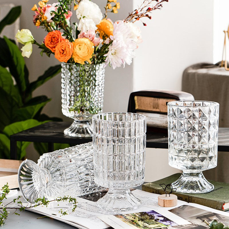 Creative tall transparent vase European vertical bar glass thickened crystal home decoration table ornament glass tube