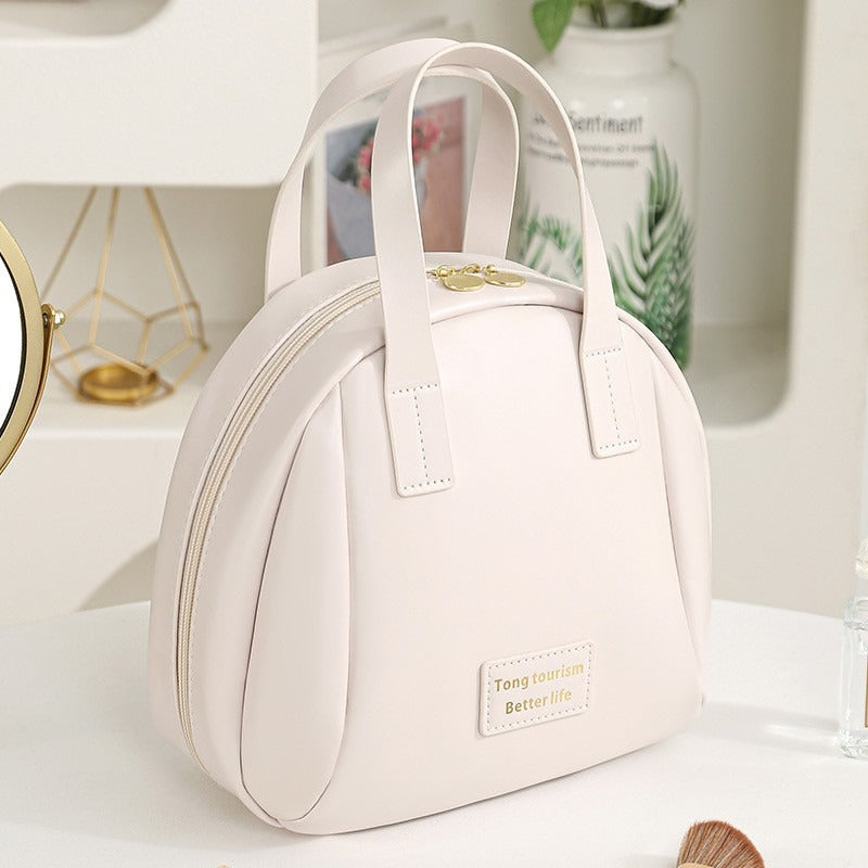Cross-border hot PU leather cosmetic bag multi-functional checkerboard pillow bag large capacity waterproof travel portable toiletry bag