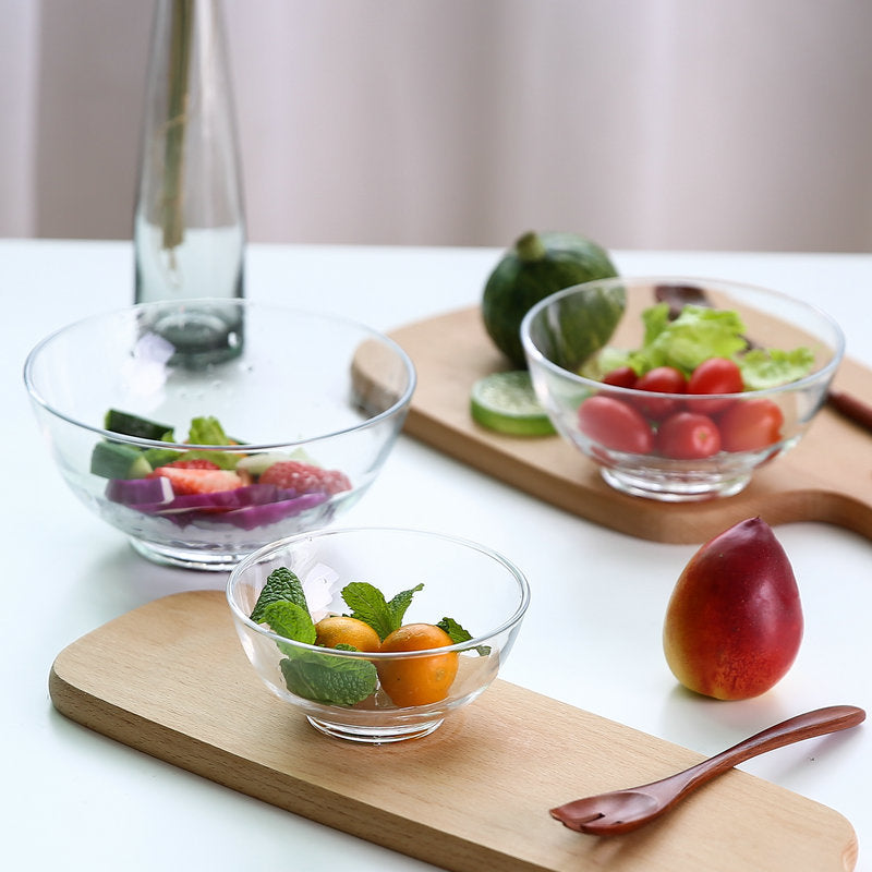 Lizun Clear Glass Vegetable Salad Bowl Set Single Japanese Style Lead-Free Glass Bowl Household Soup Bowl Fruit Bowl Wholesale