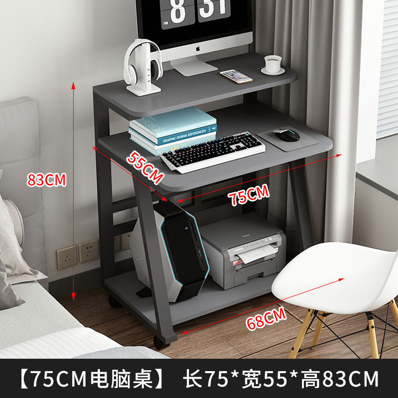 TRQ Mini Computer Desk Small Home Desktop Desk Movable Computer Desk Double Decker Desk Modern and Minimalist