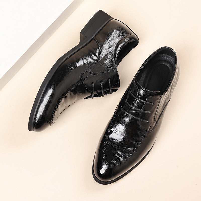 Men's business casual leather shoes genuine leather top layer sheepskin men's shoes soft sole formal dress pointed-toe shoes wholesale men's shoes