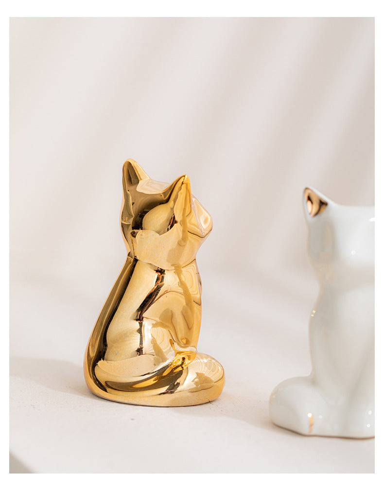 Ceramic elephant ornaments, home accessories, crafts, living room design, creative and cute, white fox factory direct sales