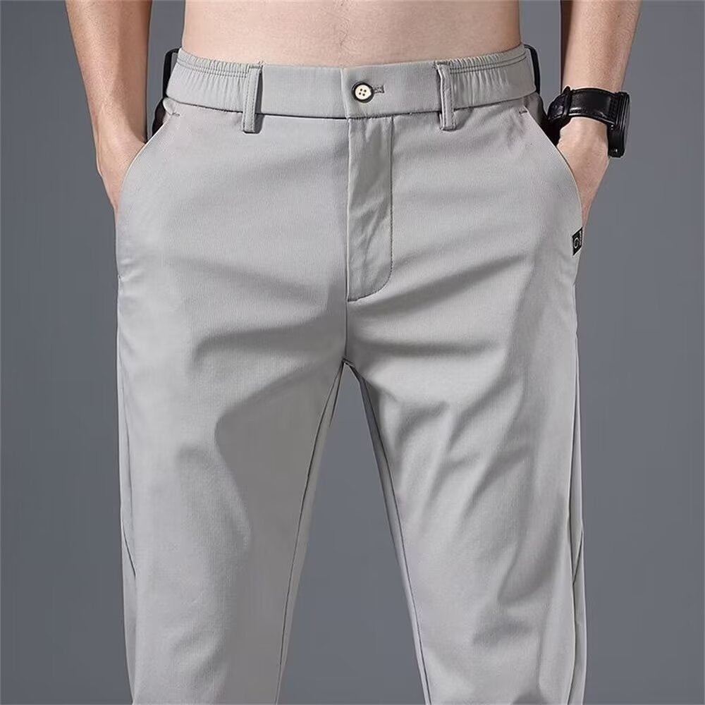 Cross Border Pants Men's Summer Ice Silk Casual Pants Men's Straight Leg Stretch Thin Quick Dry Sports Summer Pants Breathable