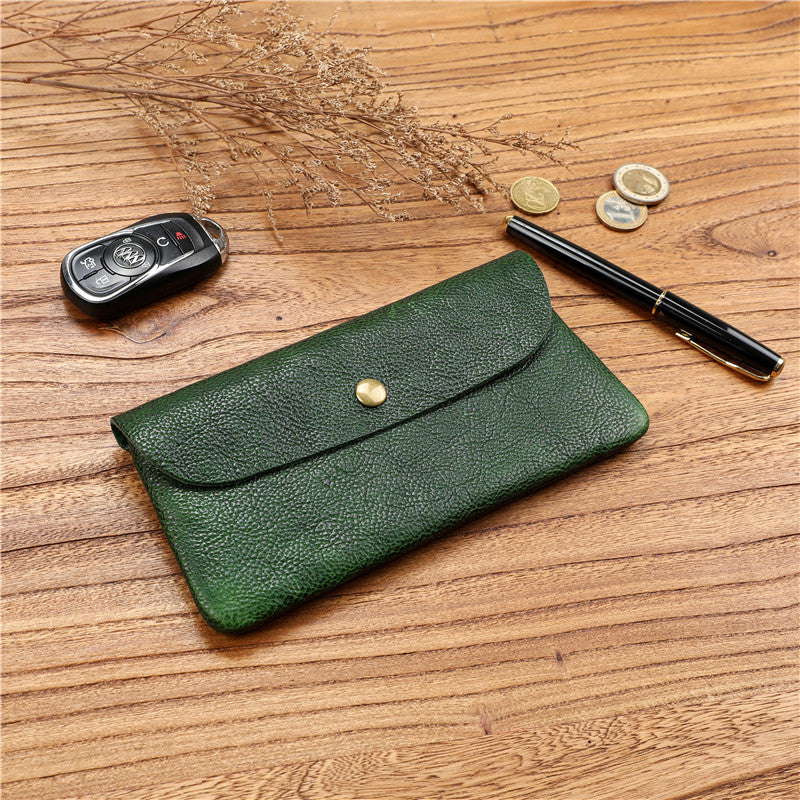 Men's long first layer cowhide wallet, ultra-thin leather wallet, large-capacity schoolgirl wallet, simple mobile phone bag tide