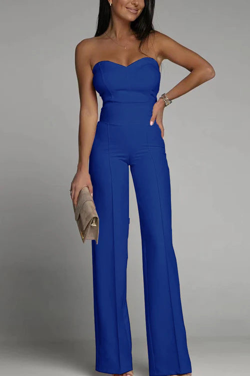 Cross-border spring and summer new women's clothing European and American foreign trade Amazon new sexy slim bandeau straight-leg jumpsuit