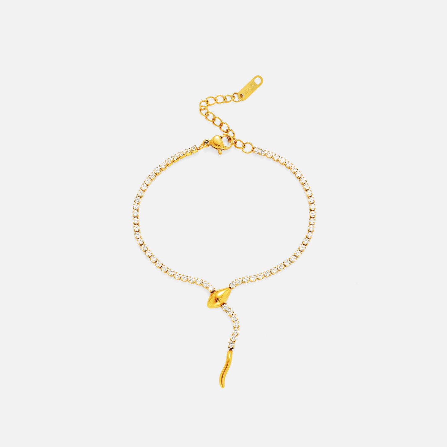 Spot wholesale European and American cross-border 18k gold-plated titanium steel vintage unique serpentine zircon fashion diamond chain bracelet ankle bracelet