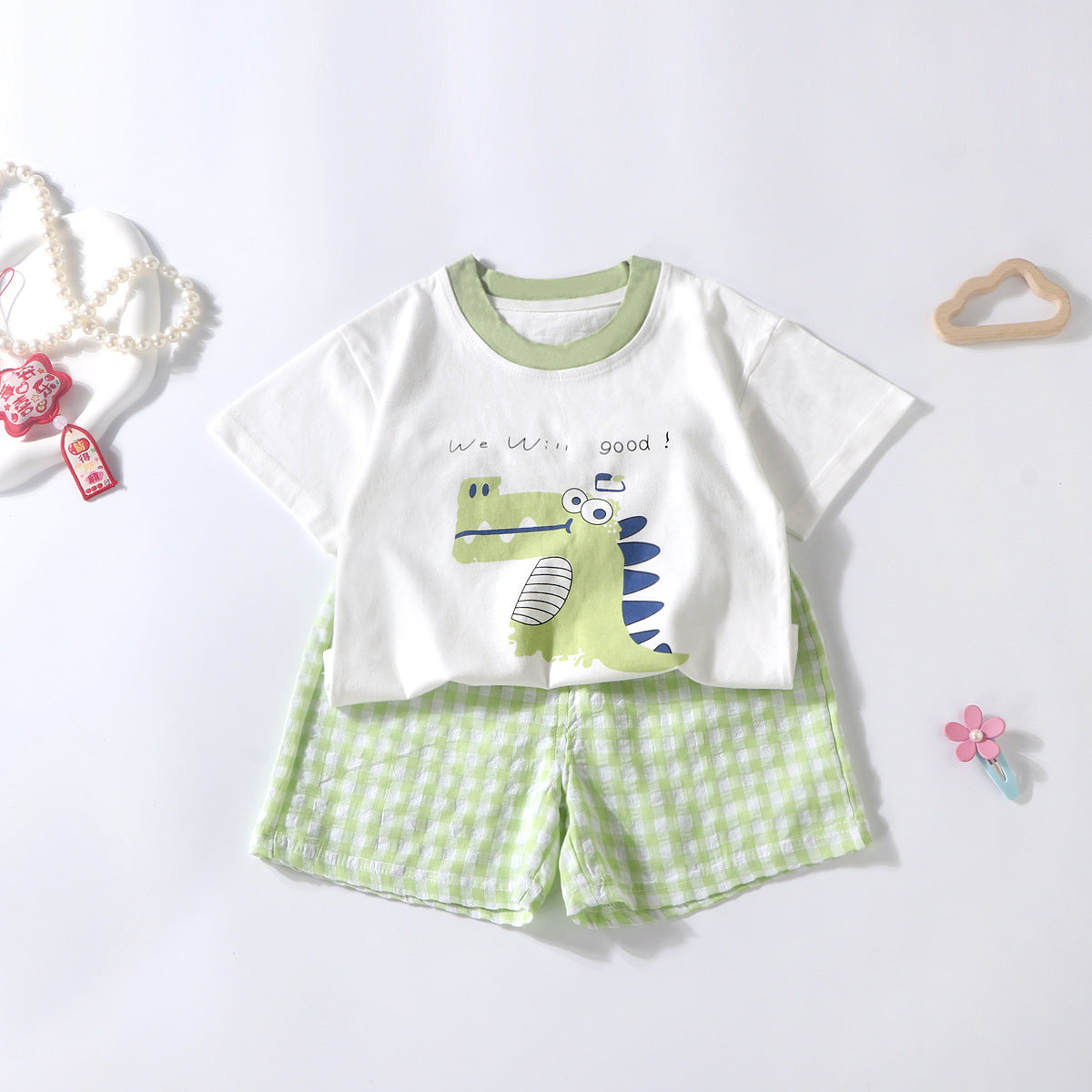 Summer Kids Short Sleeve Shorts Set Baby Toddler Cotton T-Shirt Male & Female Baby Thin Children's Clothing Two-Piece Set Wholesale