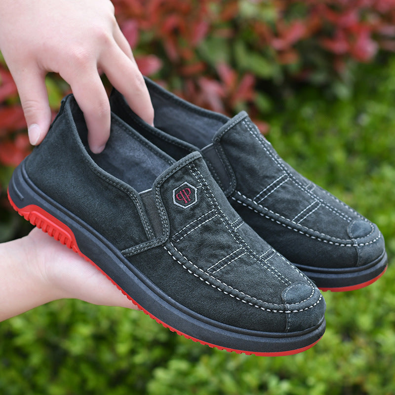 Old Beijing cloth shoes men's breathable soft-soled work shoes cow a kick dad canvas shoes wholesale casual single shoes on behalf of the hair