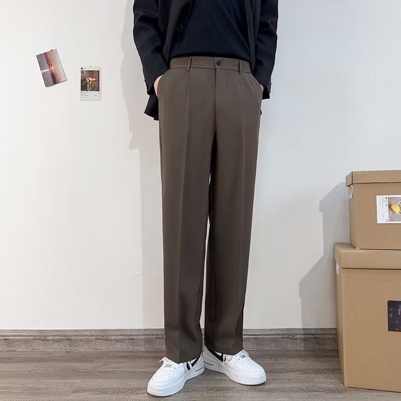 Casual trousers men's straight loose Korean version trendy wide-leg pants suit pants drape all-match ruffian handsome pants men