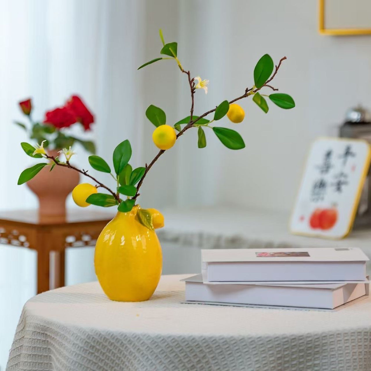 Ceramic vase lemon Nordic creative fresh flower arrangement home decoration table ornament simple high-end ins style