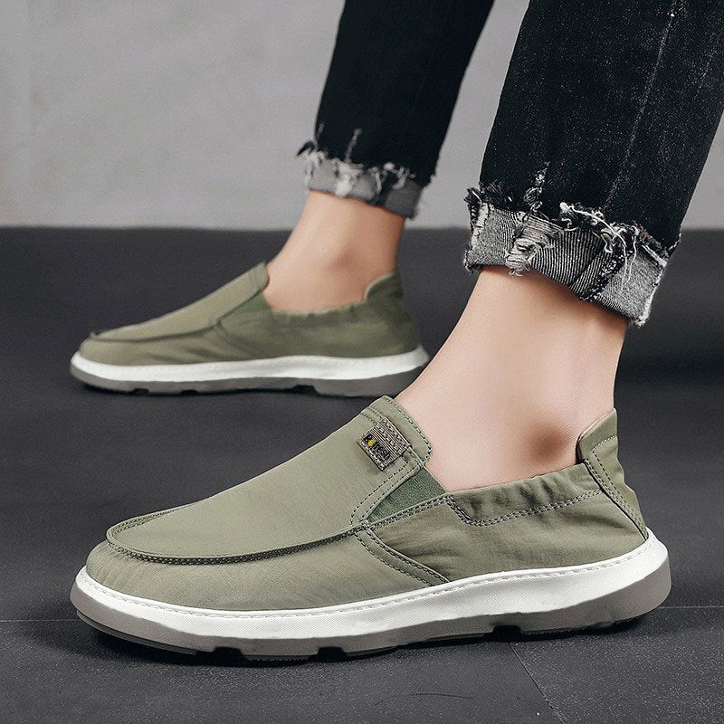 Old Beijing cloth shoes men's new summer thin slip-on shoes breathable driving casual canvas shoes trendy shoes