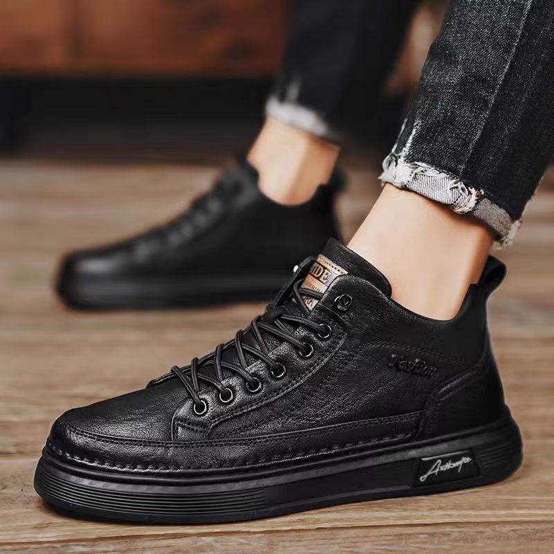 Casual Shoes Autumn Men's Shoes 2023 New Kitchen Waterproof Anti Skid Board Shoes Men's Casual Leather Shoes Black Work Shoes