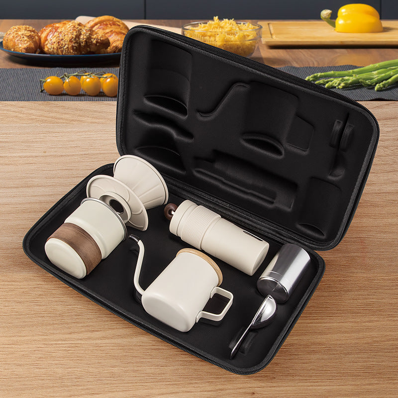 Pour-over coffee set, outdoor camping, coffee equipment, portable travel coffee pot, hand grinder, coffee machine