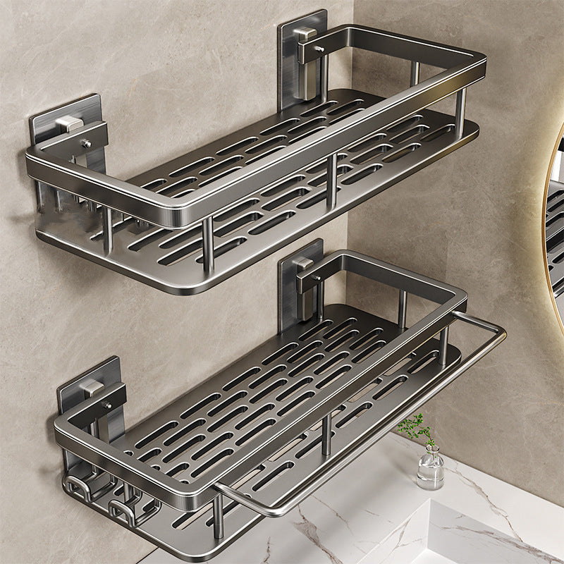 Storage, rectangular storage shelves, space aluminum kitchen, bathroom, wall-mounted non-perforated bathroom shelves