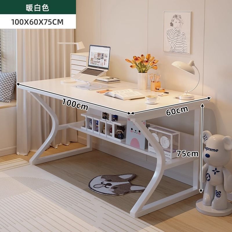 Desk, bedroom, student's study, writing, study desk, creamy style, home, simple desktop computer desk, office desk
