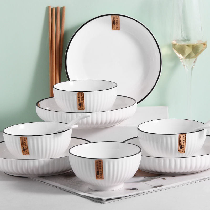 Household ceramic tableware Yamada 16-piece set 4 bowls, 4 plates, 4 spoons, 4 chopsticks