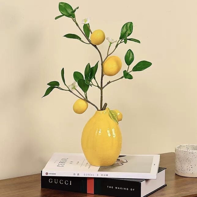 Ceramic vase lemon Nordic creative fresh flower arrangement home decoration table ornament simple high-end ins style
