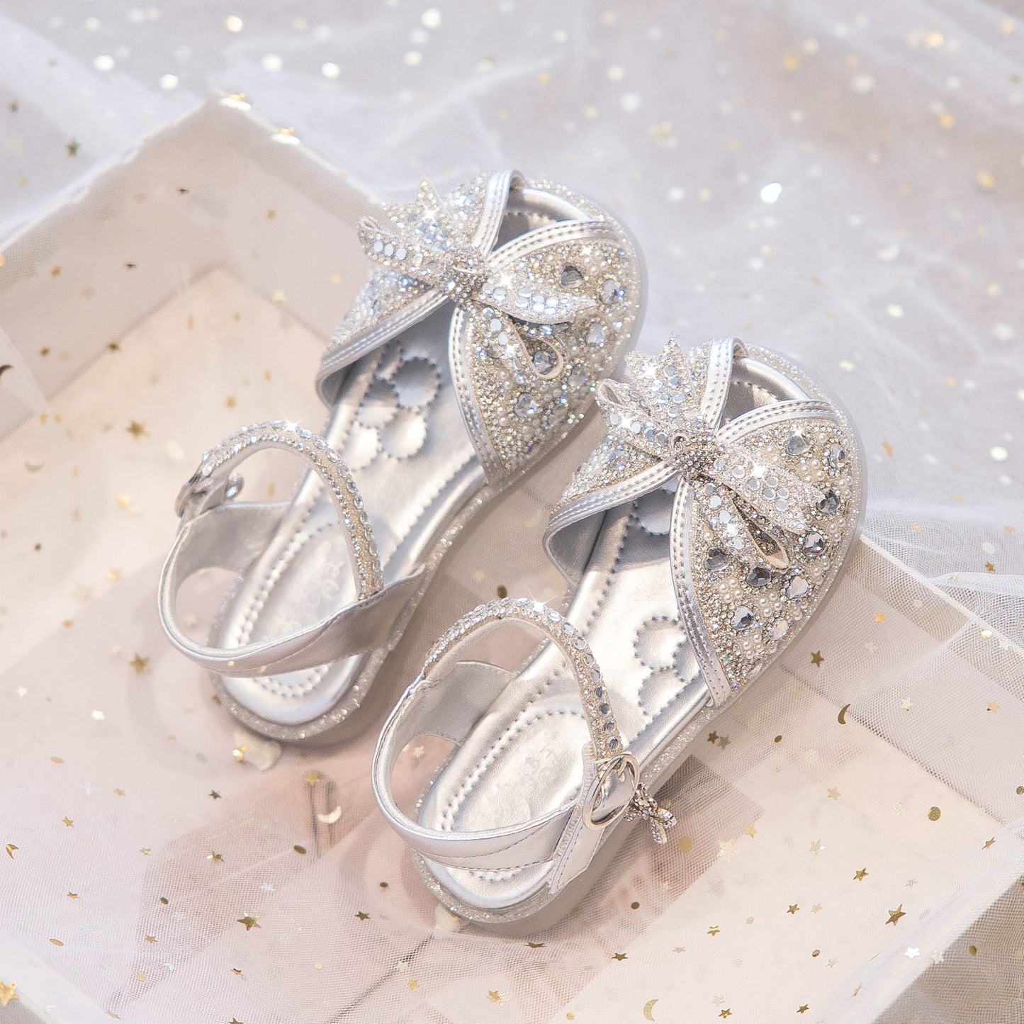Girls' Sandals, Princess Summer 2025, New Summer Children's Shoes, Girls' Crystal Slippers, Baby Girls, Shining