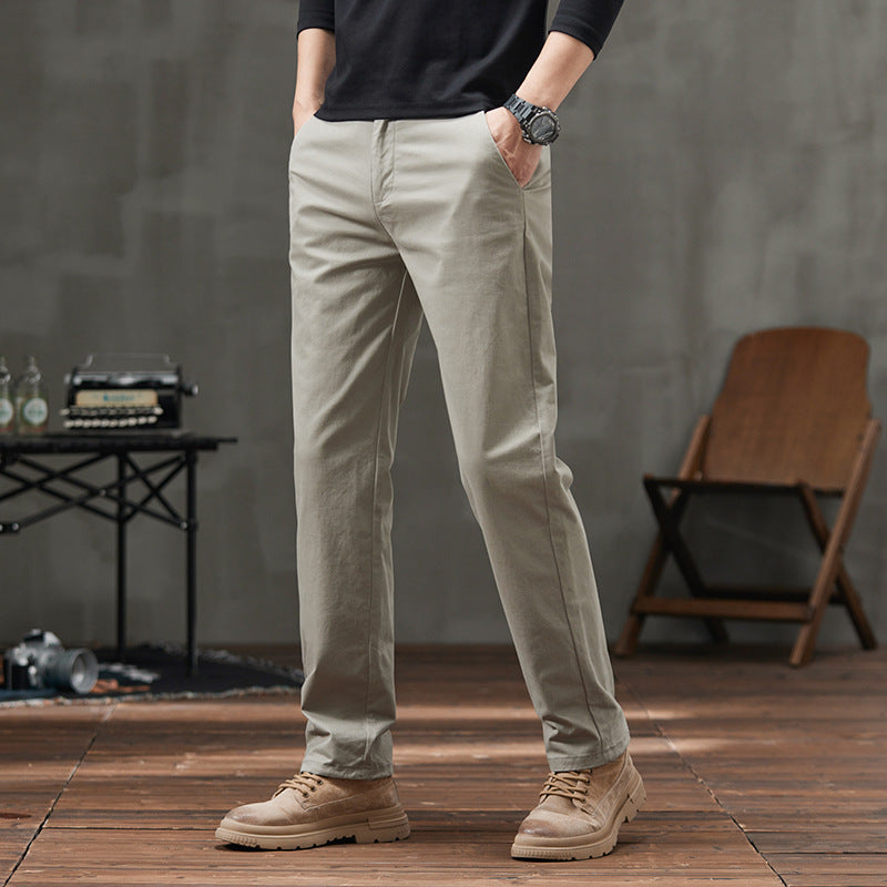 Men's Cotton Slacks Straight Business Loose Trend 2025 Summer New High-end Breathable Versatile Pants Men