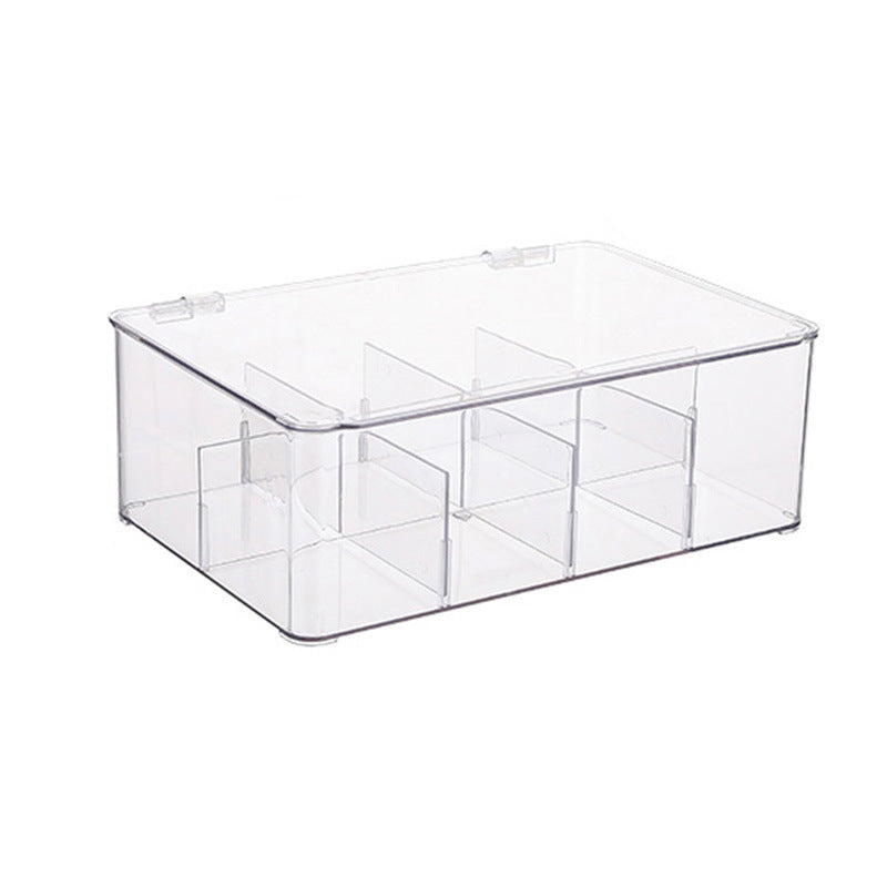 Desktop storage box, compartment coffee tea bags, storage box, detachable dustproof office goodies storage box with lid