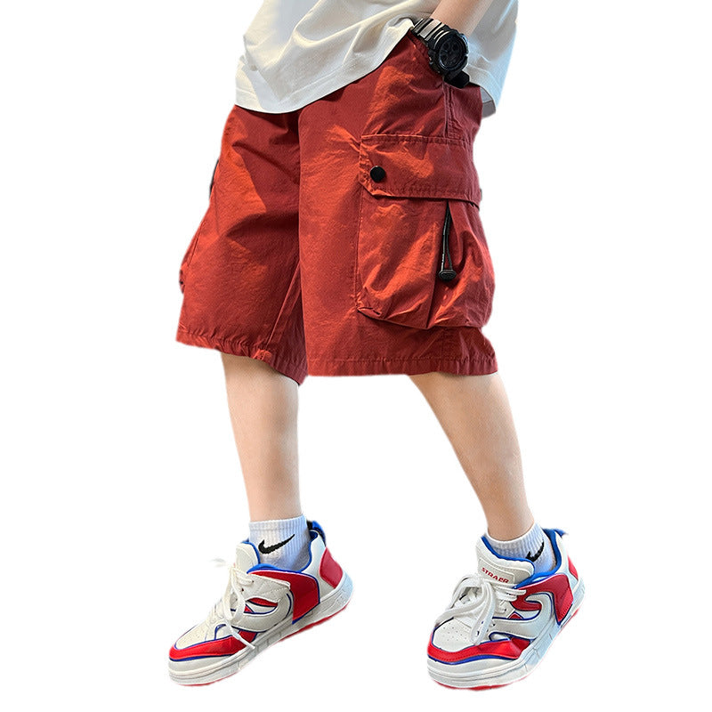 Boys' shorts, summer thin cropped pants, medium and large children's 2025 new cargo pants, medium pants, boys' summer clothes, casual pants