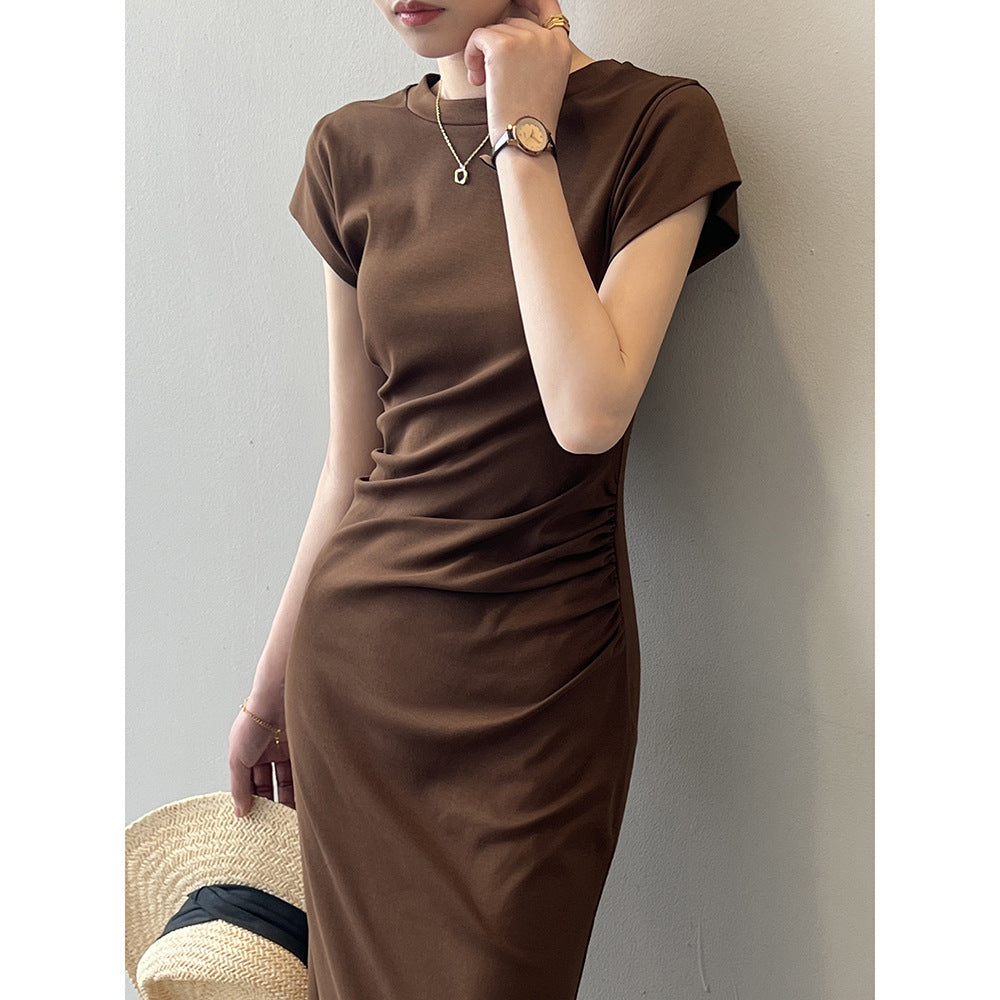 Yanshuang French temperament waist dress Summer new design sense flying sleeve T-shirt dress 80986