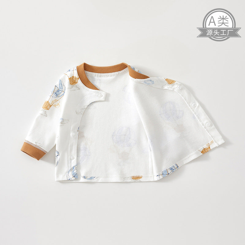 Baby set spring and autumn high-waisted cotton class A male and female baby split long sleeve pants newborn underwear set