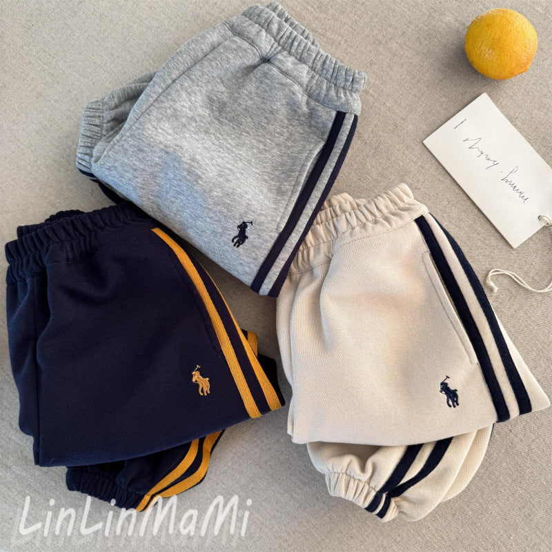 Linlin Mom Children's Set 2025 Spring New Men and Women Embroidery Sweatshirt Set Baby Sports Two-Piece Set