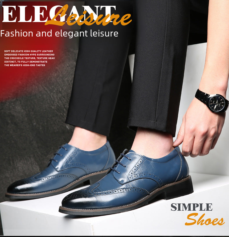 2020 new men's shoes brogue large size tide shoes business casual men's leather shoes cross-border 38-48 yards