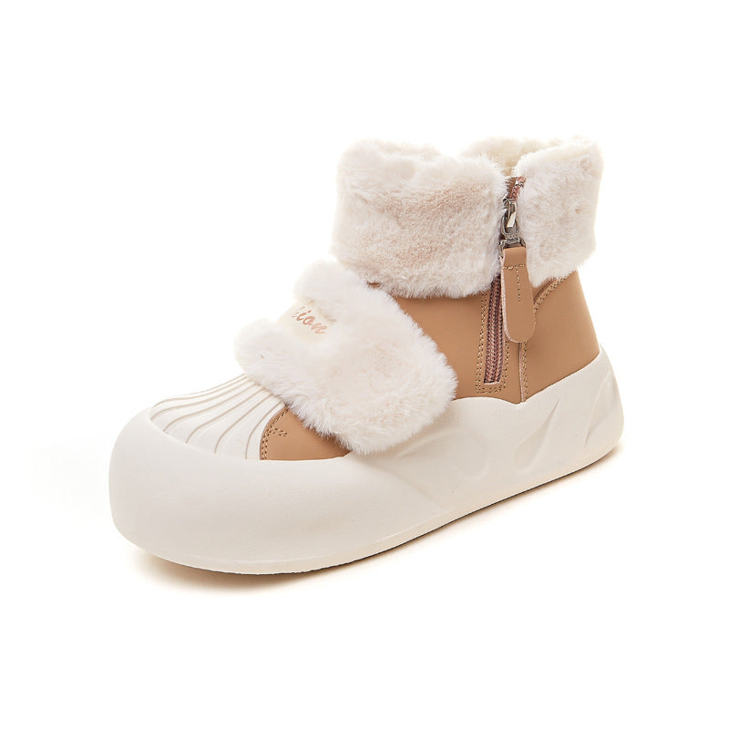 High-top shoes platform soles increase the height of the furry fashion dad shoes women's 2025 new super popular Korean version of student sports shoes