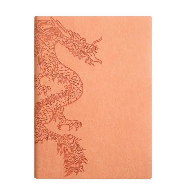 Leather notebook custom A5 simple ins style hand ledger diary notepad soft leather thickened horizontal line dragon version
