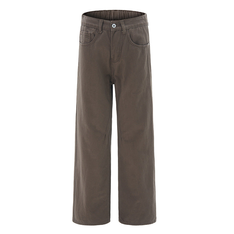 Muyuan Men's Maillard Cleanfit Vintage Casual Pants Unisex Versatile Loose Straight Long Pants