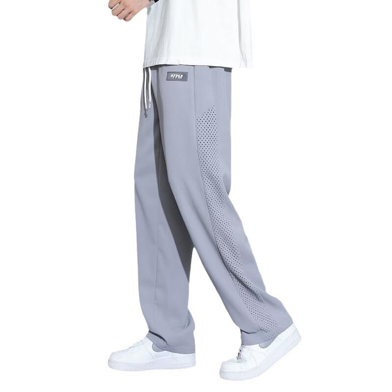Ice silk quick-drying casual pants men's summer 2024 new straight leg pants khaki thin breathable sports pants