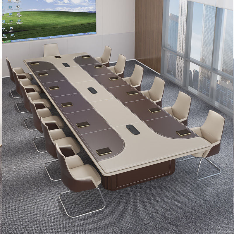 High-end light luxury conference table, long table, modern simple large conference room, business conference table and chair, combined office furniture Meeting table