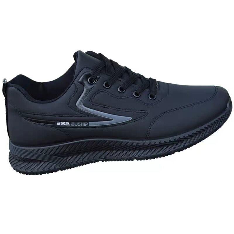 Men's shoes autumn new waterproof leather sneakers breathable casual running shoes black work shoes men's one piece on behalf of the hair