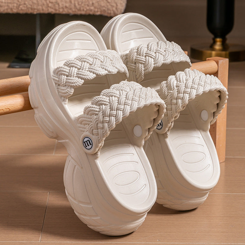 Wholesale platform slippers women's summer fashion fairy style 2024 new style to wear muffins summer increase height two wear sandals outside