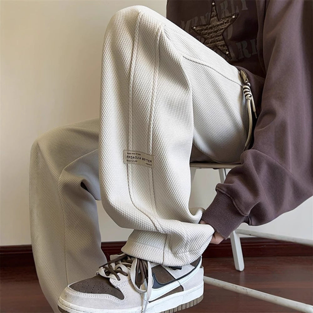 Trendy brand casual pants men's loose spring and autumn new drawstring sweatpants teen students high-quality sweatpants
