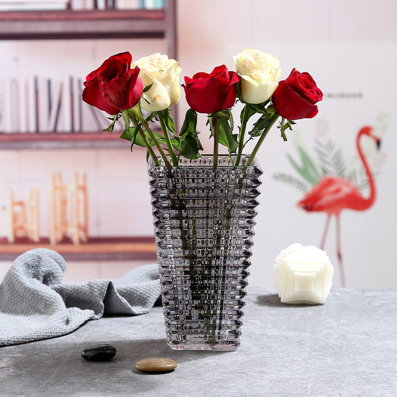 Nordic ins style high-end transparent crystal glass vase wholesale decorative hydroponic flowers home thickening ornaments