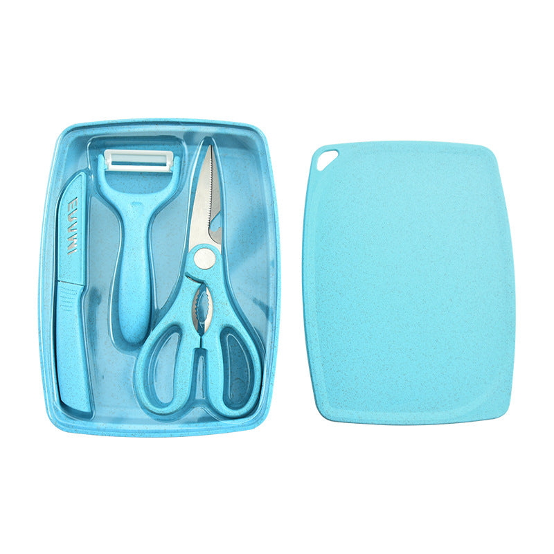 Wheat straw stainless steel knife set gift set knife kitchen knife fruit knife set household dorm supplies