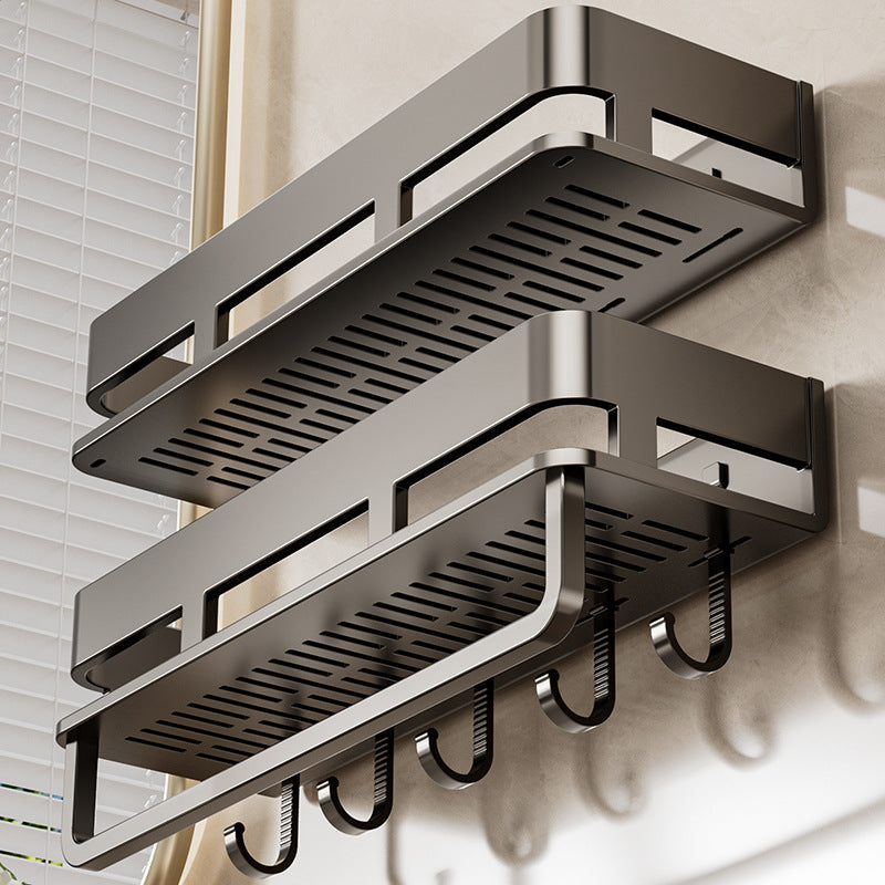 Bathroom wall storage hangers, non-perforated toiletries, wall-mounted shelves, gun gray bathroom shelves