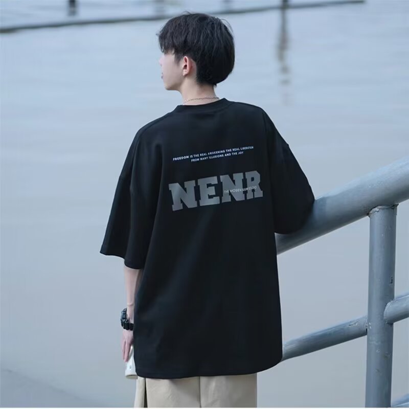 Youth summer clothes cotton short sleeve t-shirt boys summer 2024 new junior high school and high school students handsome men's clothes