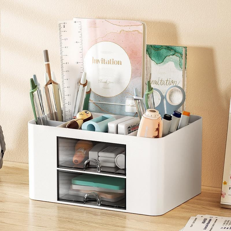 Simple and fashionable stationery storage box, desktop student, multi-compartment drawer, pen holder cabinet, office tape, hair accessories, sundries