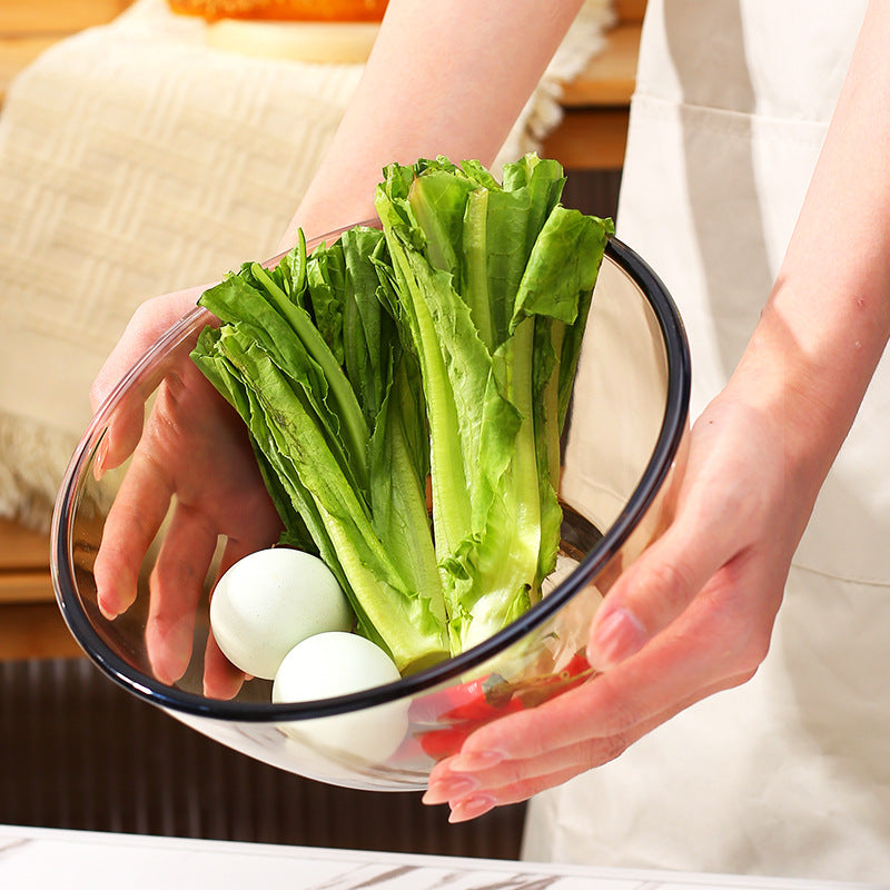 Home Use Clear & Basin Baking Stirring Egg Beating Glass Bowl Cooking Salad Bowl Student Dormitory Large Instant Noodle Bowl