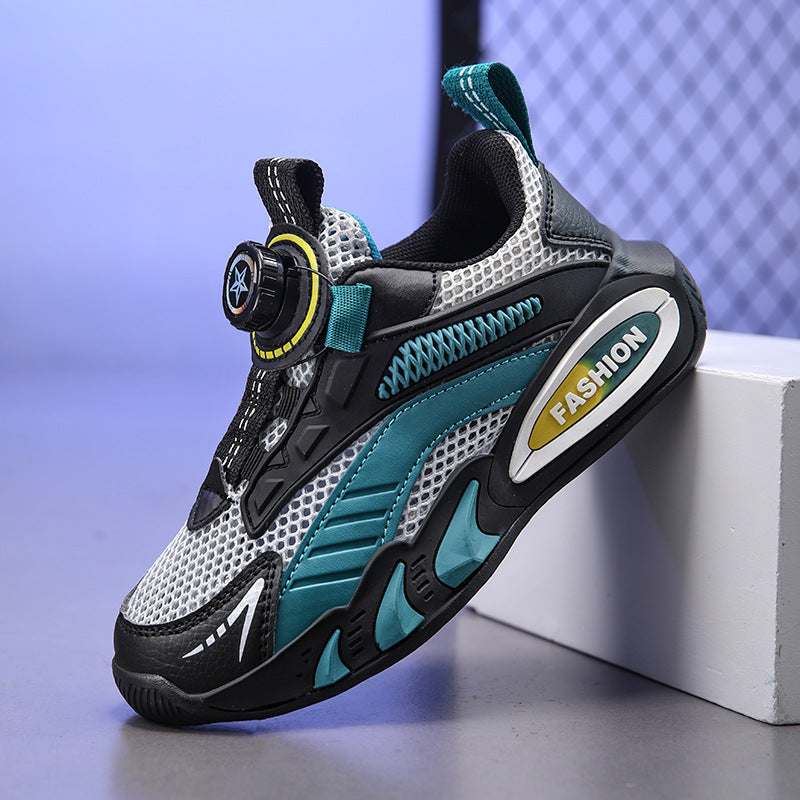 2024 Medium and large children's breathable soft-soled sneakers, mesh casual children's shoes, cut-out summer boys, primary school running shoes