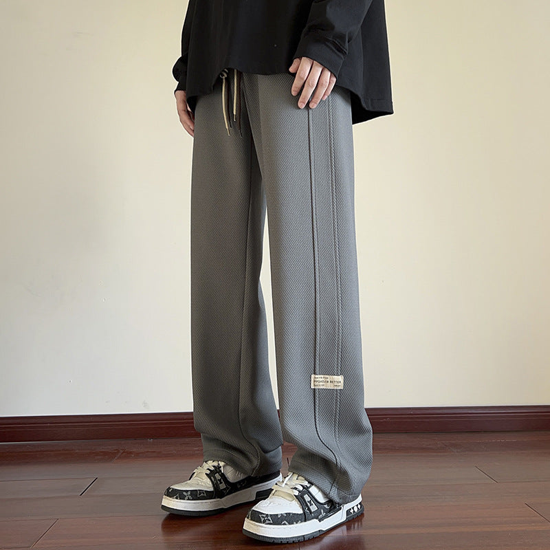 Trendy brand casual pants men's loose spring and autumn new drawstring sweatpants teen students high-quality sweatpants